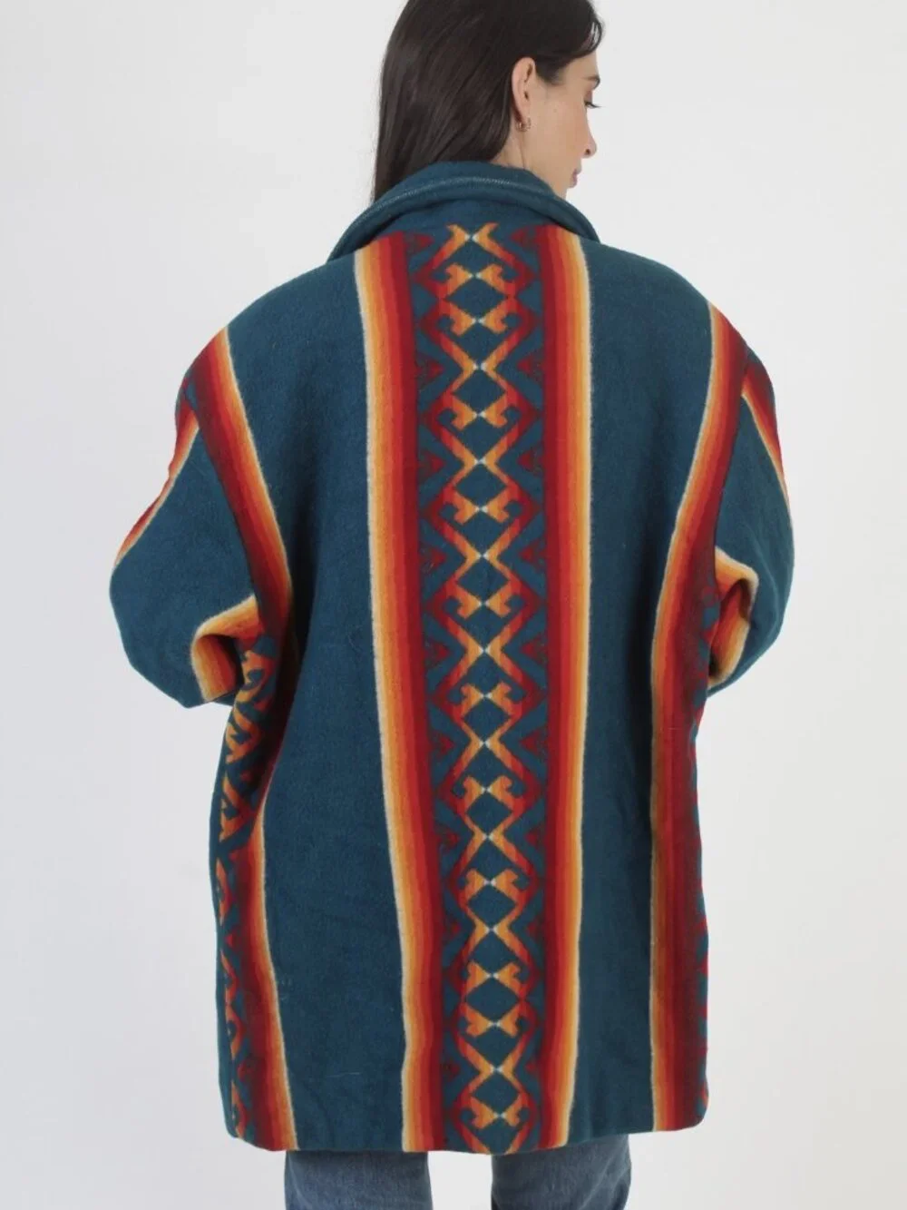 Pendleton Mens Women Aztec Wool Native American Barn Coat Concho Jacket 44 Large